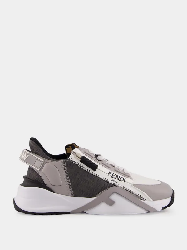 Flow Grey Leather Low-Top Sneakers sold by Fashion Clinic