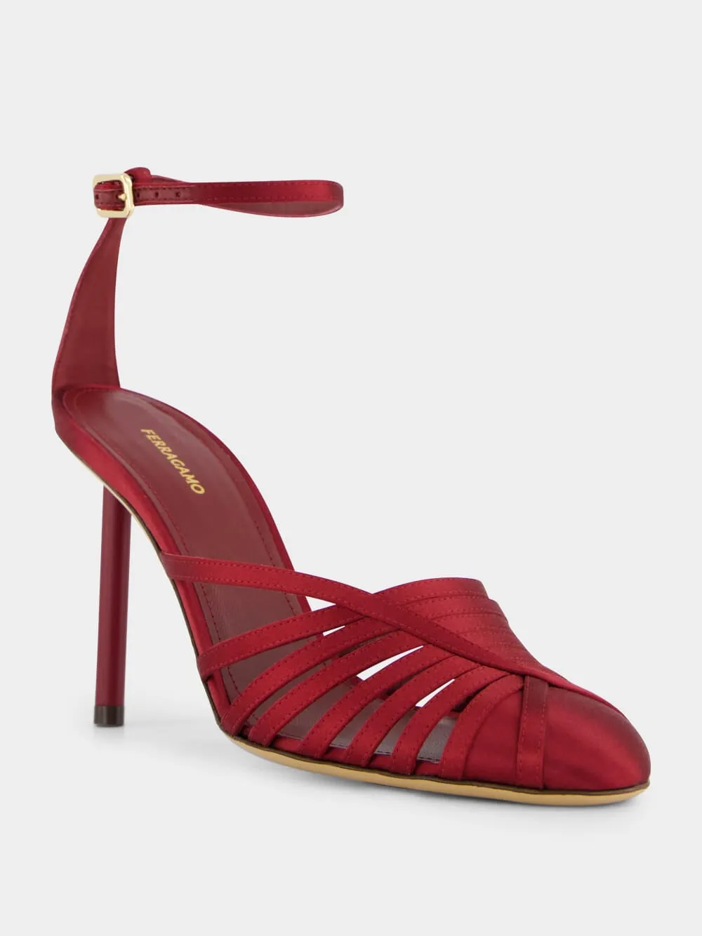 Red Satin Strappy High-Heel Sandals sold by Fashion Clinic product image thumbnail 2