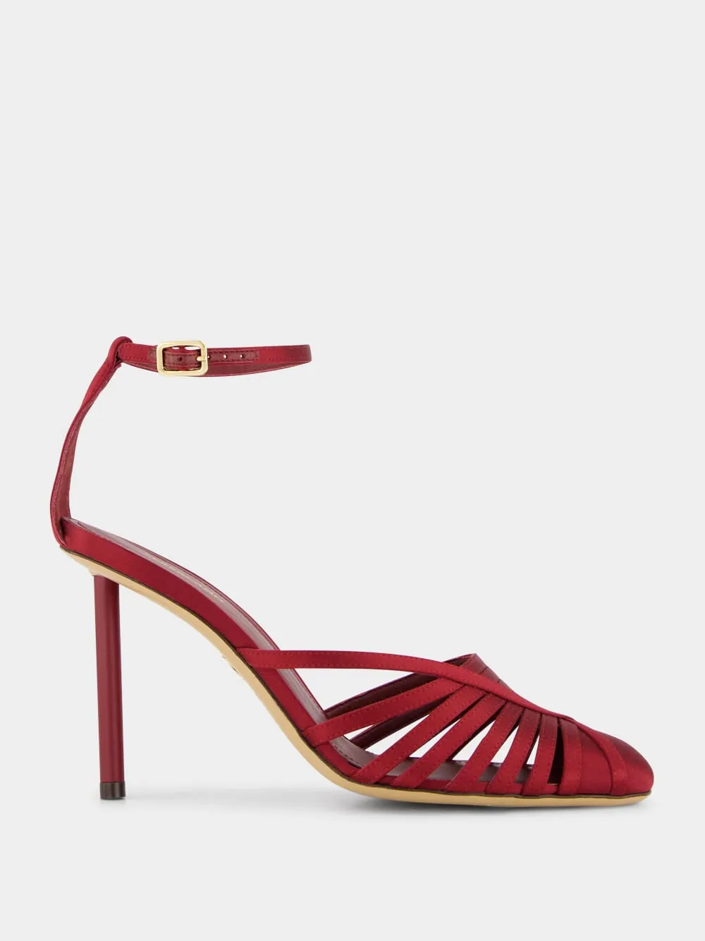 Red Satin Strappy High-Heel Sandals sold by Fashion Clinic