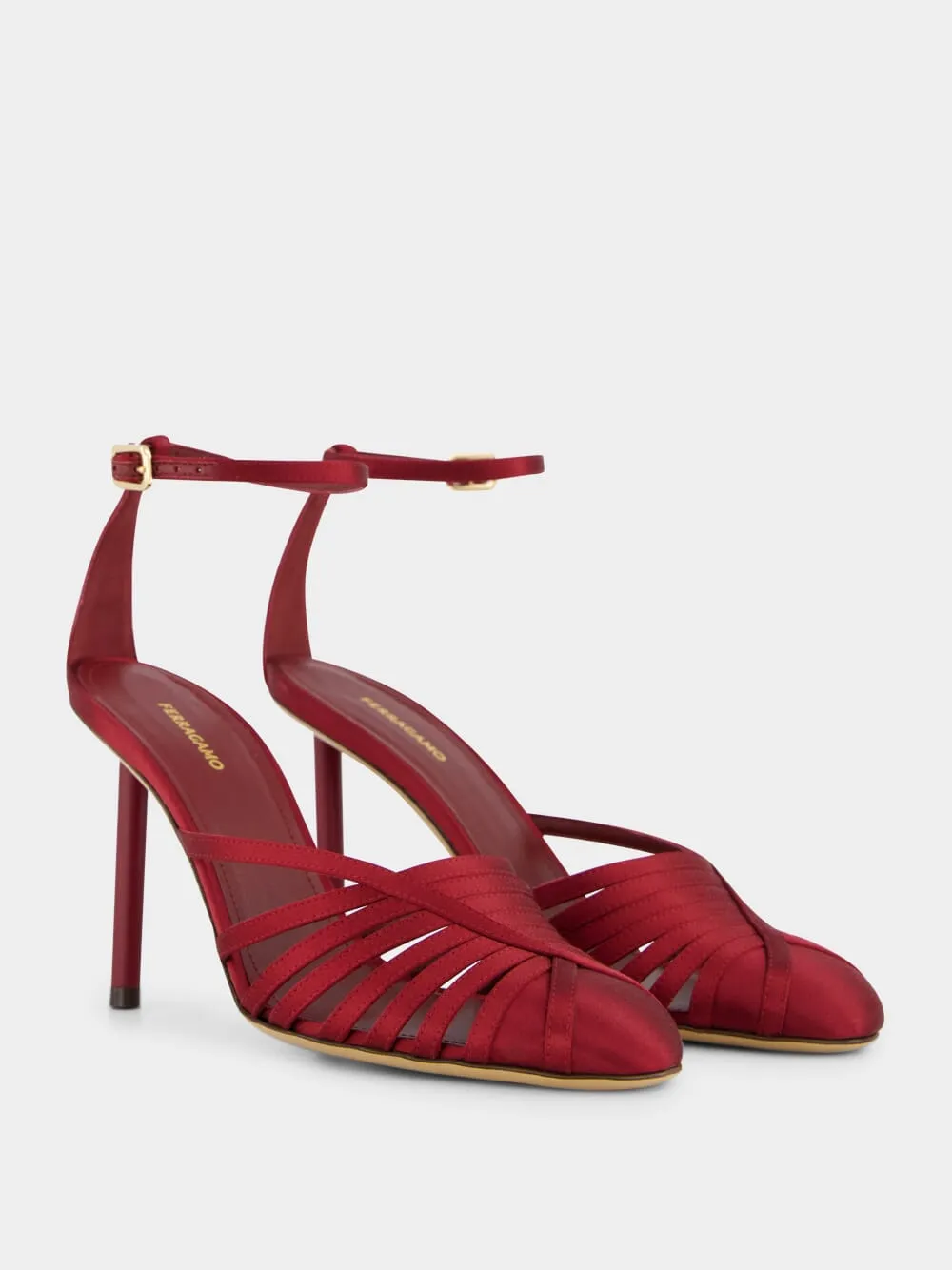 Red Satin Strappy High-Heel Sandals sold by Fashion Clinic product image thumbnail 3