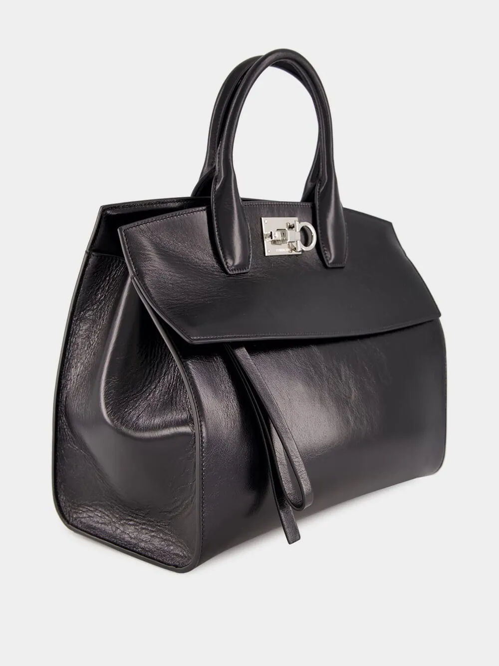 Black Leather Medium Handbag sold by Fashion Clinic product image thumbnail 3