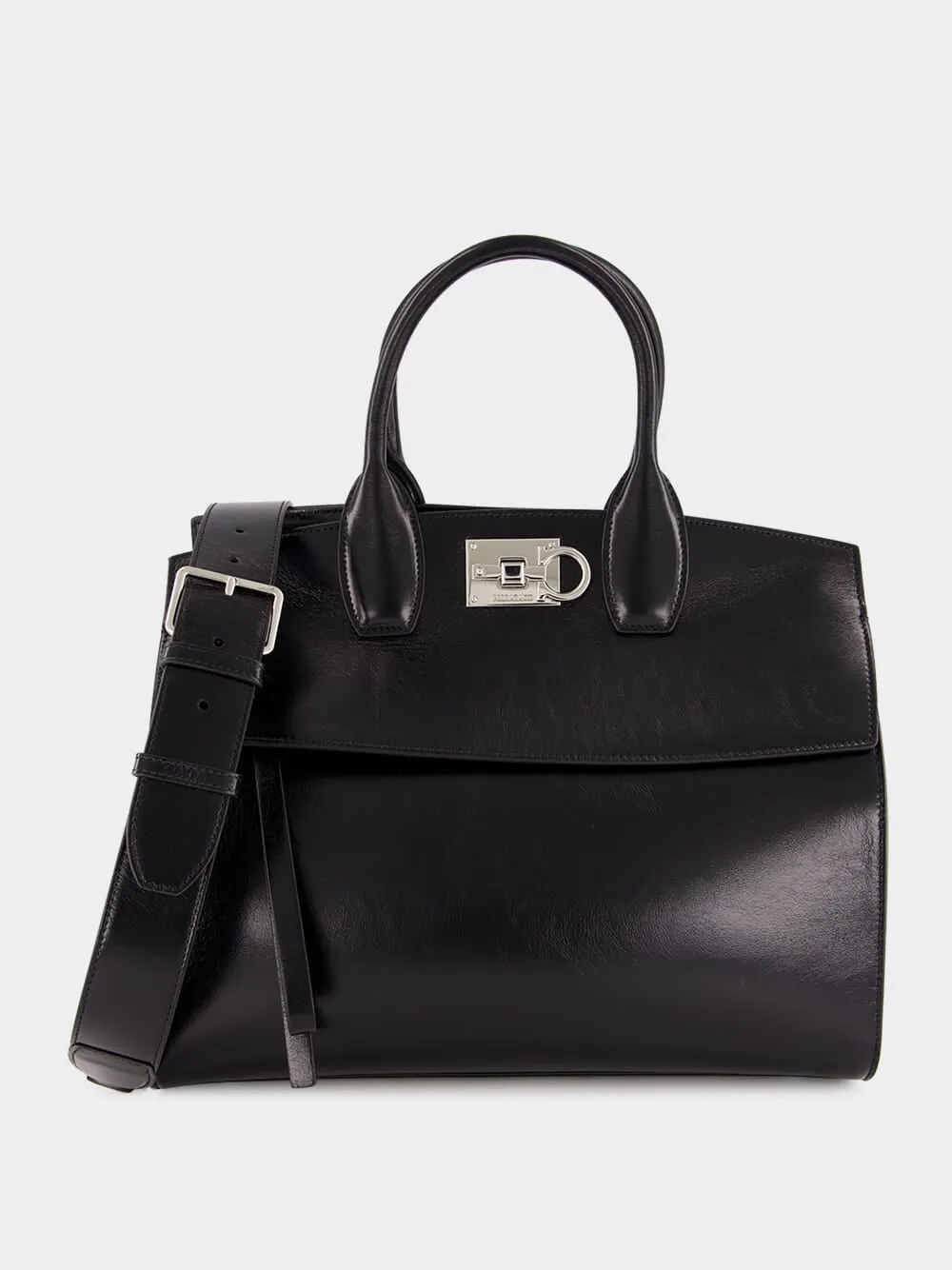 Black Leather Medium Handbag sold by Fashion Clinic