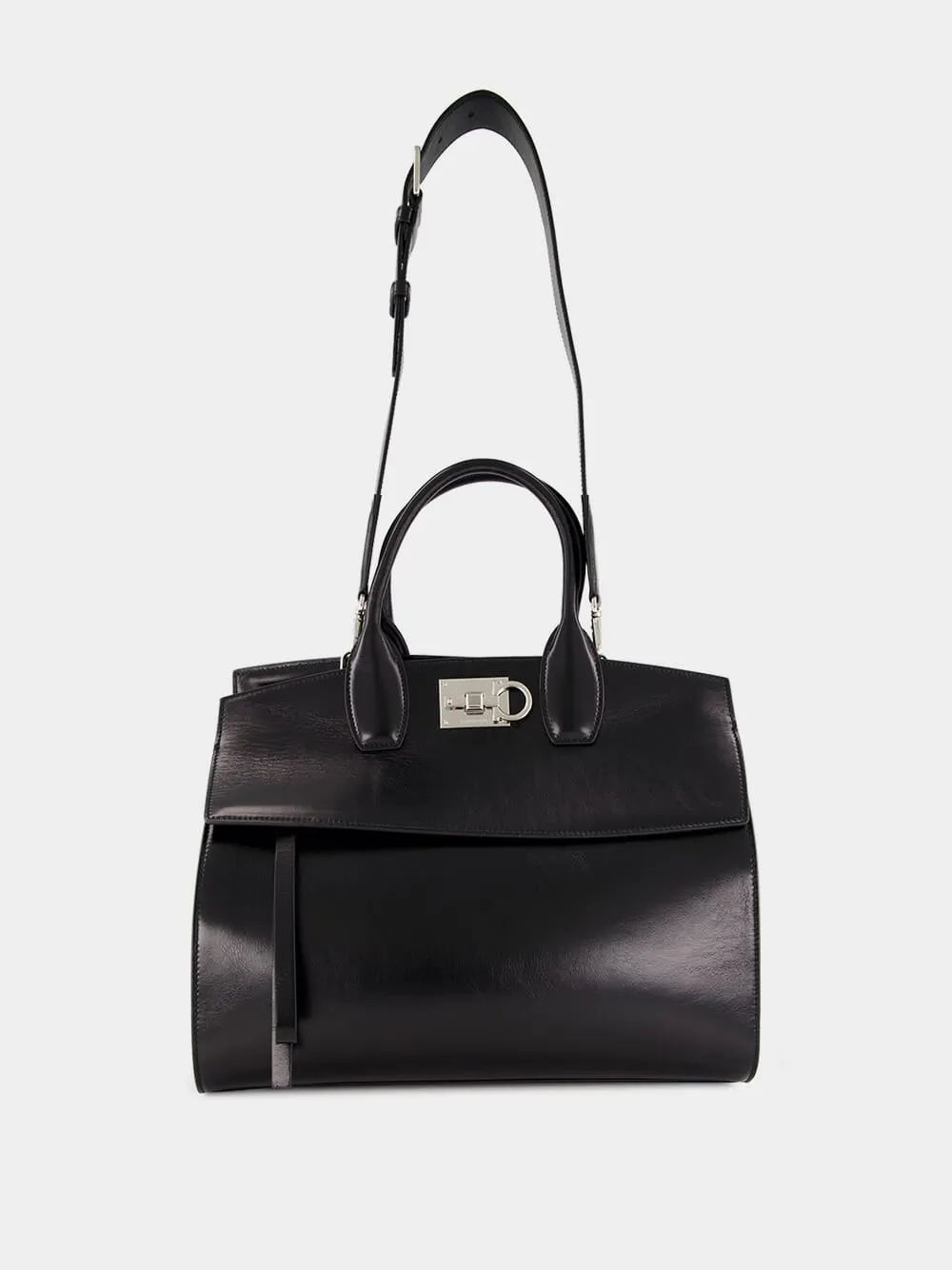 Black Leather Medium Handbag sold by Fashion Clinic product image thumbnail 2