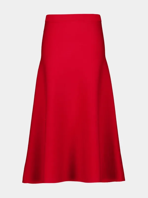 Scarlet Red Freddie Knit Midi Skirt sold by Fashion Clinic
