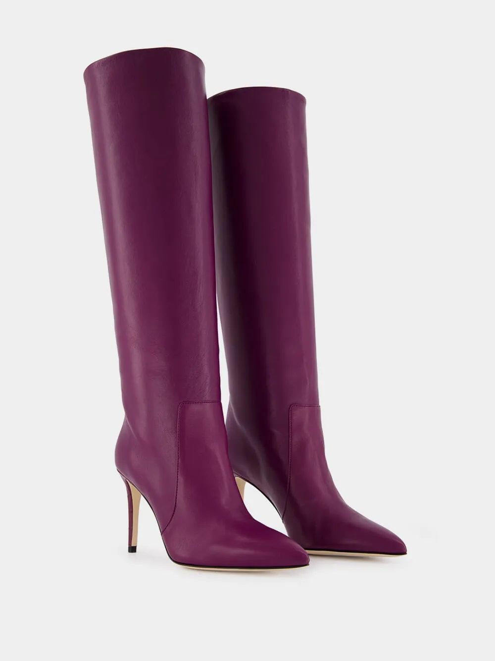 Burgundy Nappa Leather Stiletto Boots sold by Fashion Clinic product image thumbnail 3