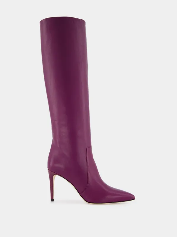 Burgundy Nappa Leather Stiletto Boots sold by Fashion Clinic