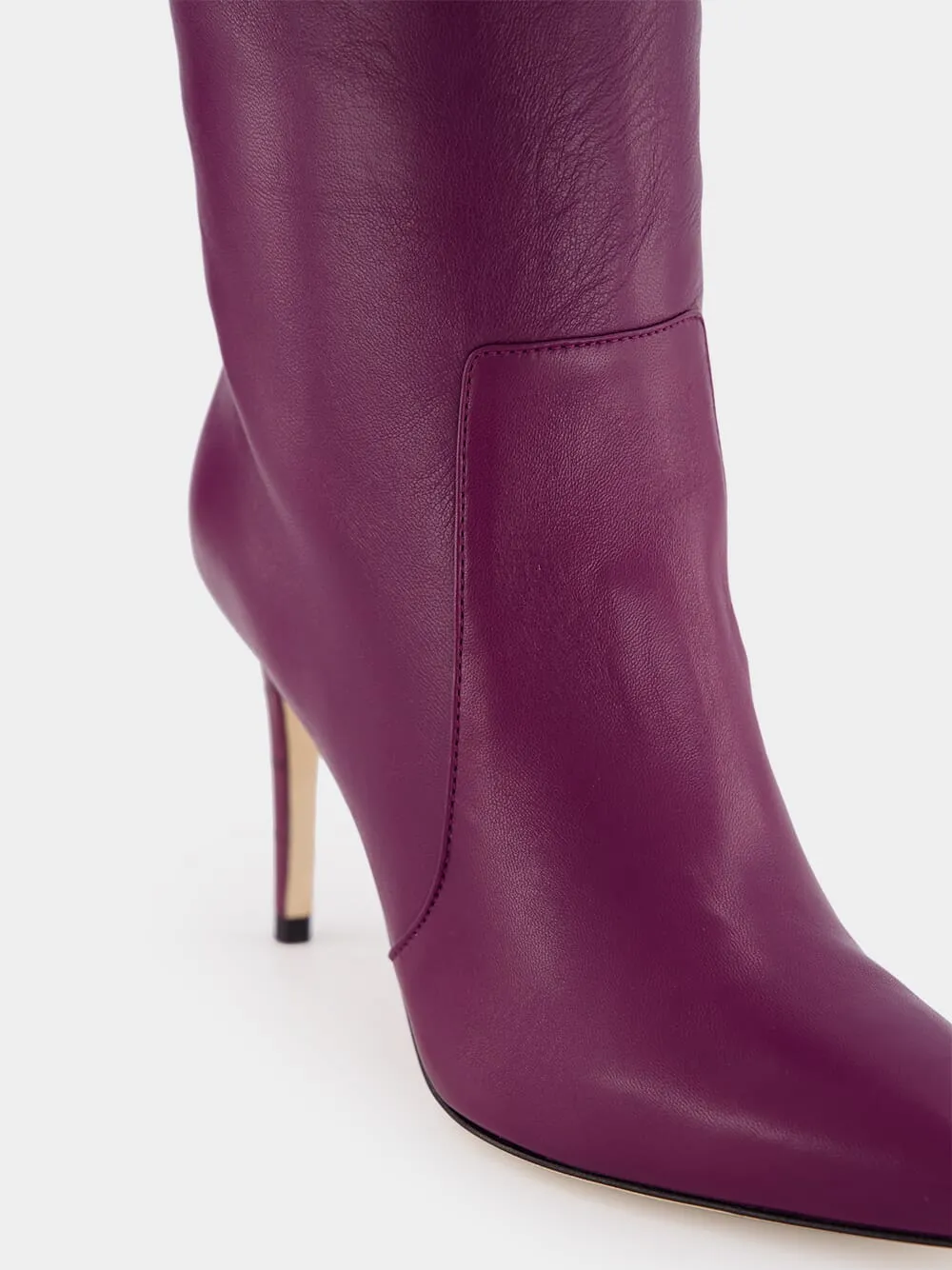 Burgundy Nappa Leather Stiletto Boots sold by Fashion Clinic product image thumbnail 5