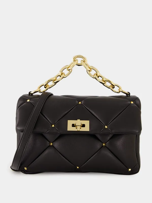 Black Roman Stud Large Shoulder Bag sold by Fashion Clinic