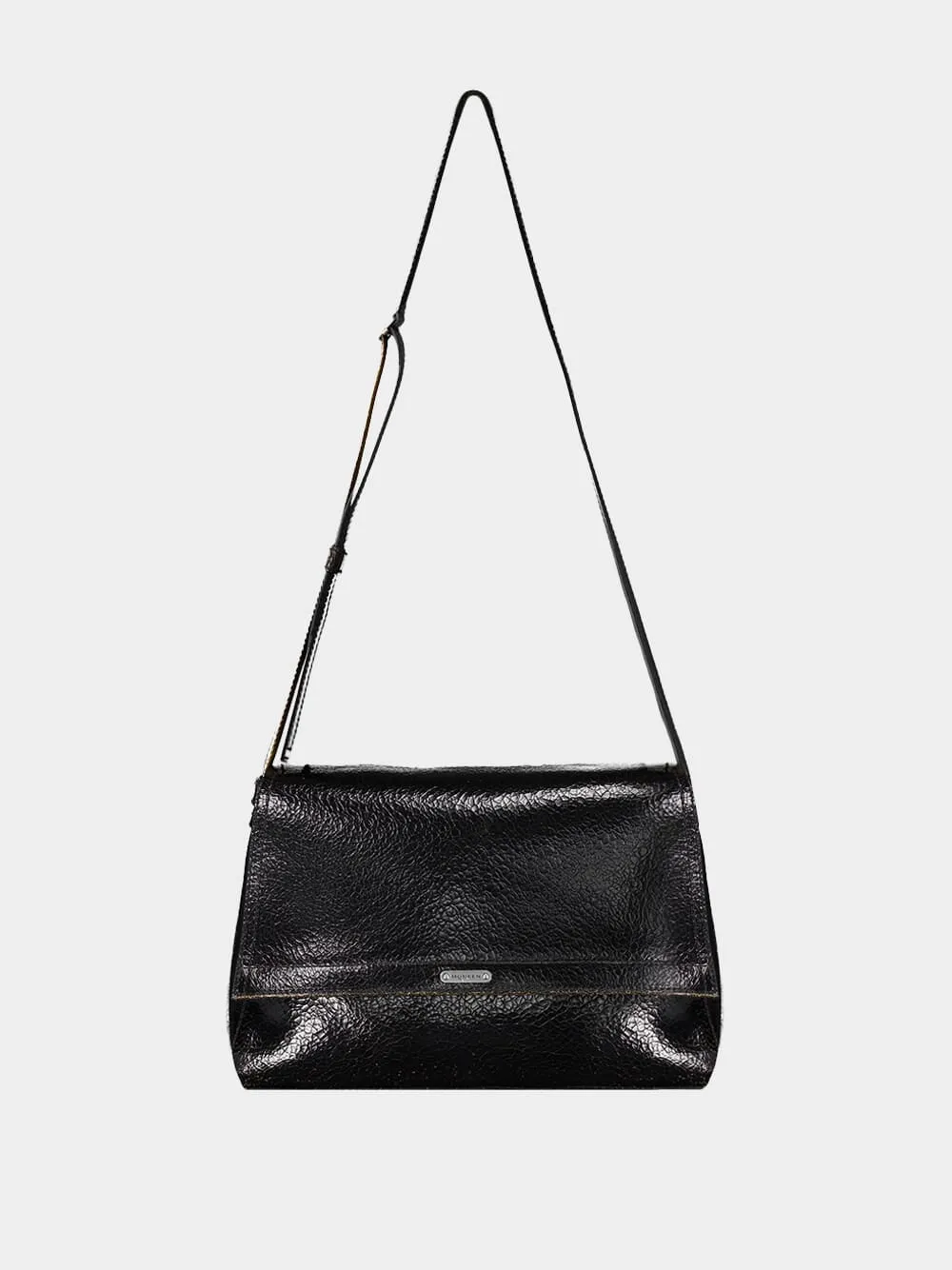 Black Crackled Leather Slouch Bag sold by Fashion Clinic product image thumbnail 3