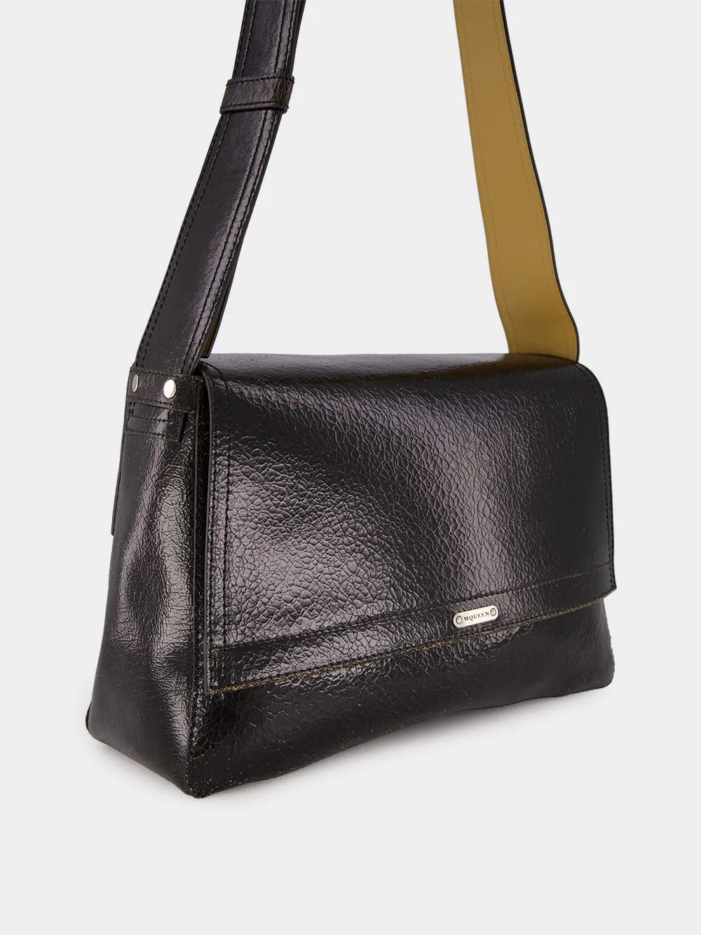 Black Crackled Leather Slouch Bag sold by Fashion Clinic product image thumbnail 4