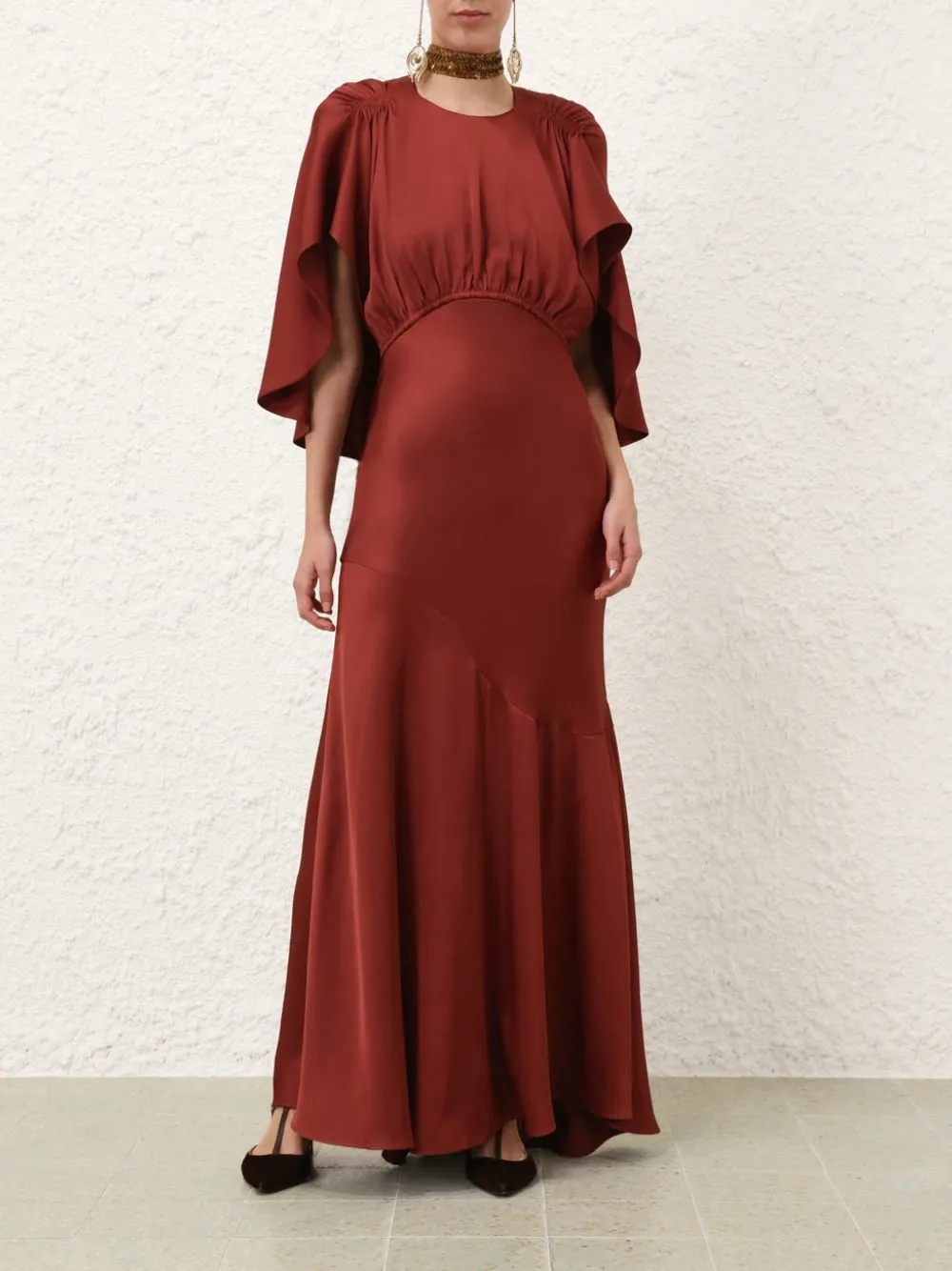 Chestnut Eden Cascading Midi Dress sold by Fashion Clinic product image thumbnail 2