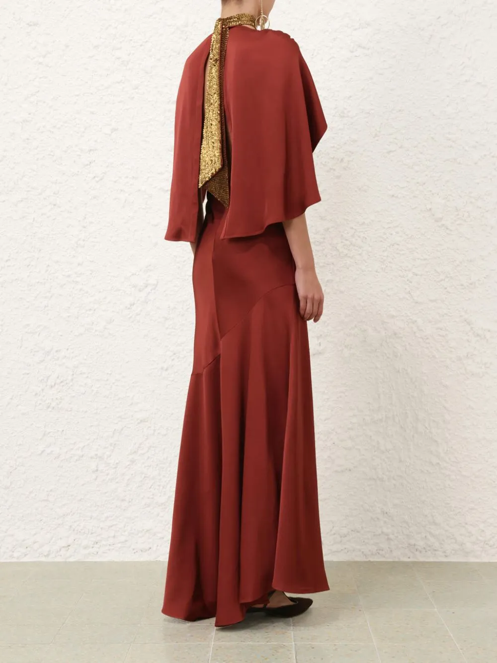 Chestnut Eden Cascading Midi Dress sold by Fashion Clinic product image thumbnail 4