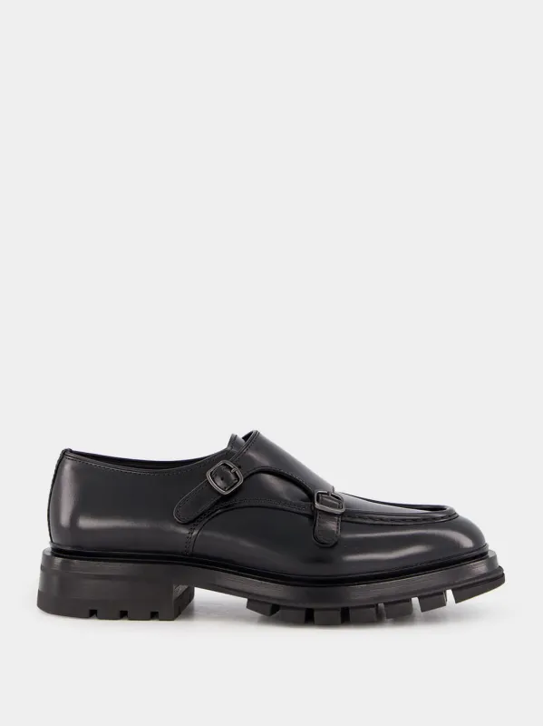 Black Polished Leather Double Buckle Shoes sold by Fashion Clinic