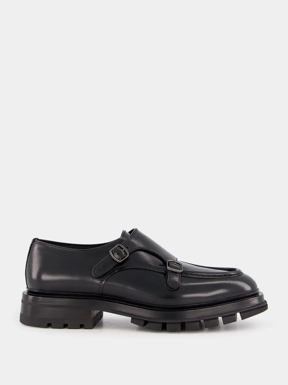 Black Polished Leather Double Buckle Shoes sold by Fashion Clinic