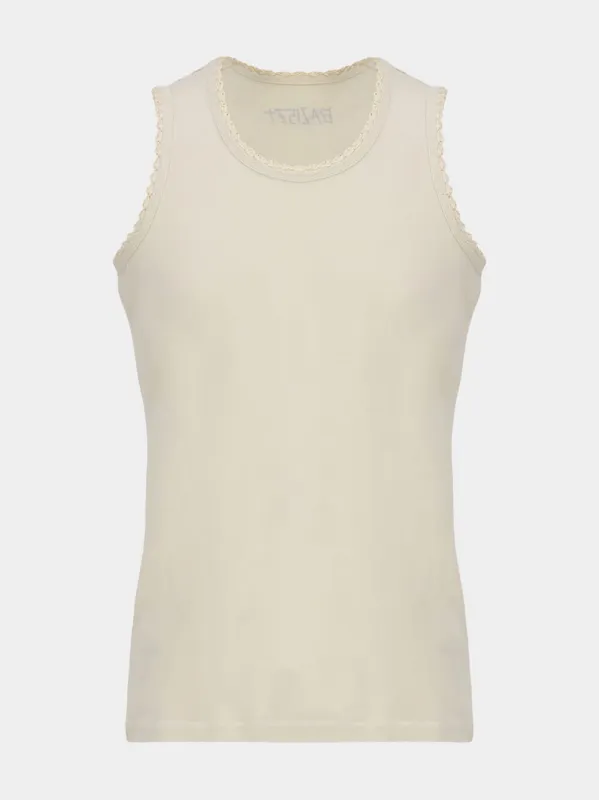 Off White Croquet Tank Top sold by Fashion Clinic