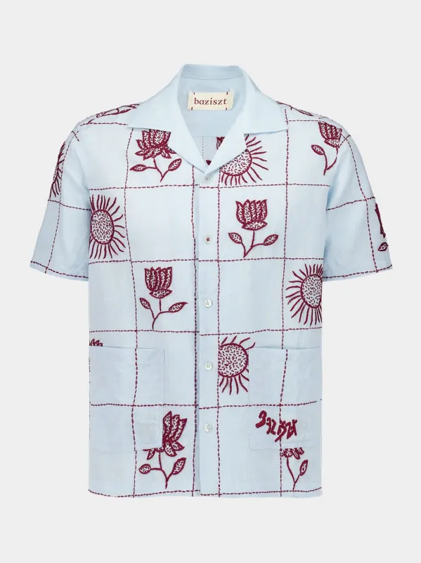 Sky-Blue Glazing Shirt sold by Fashion Clinic