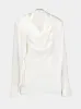 White Tasseled Draped Silk Blouse sold by Fashion Clinic