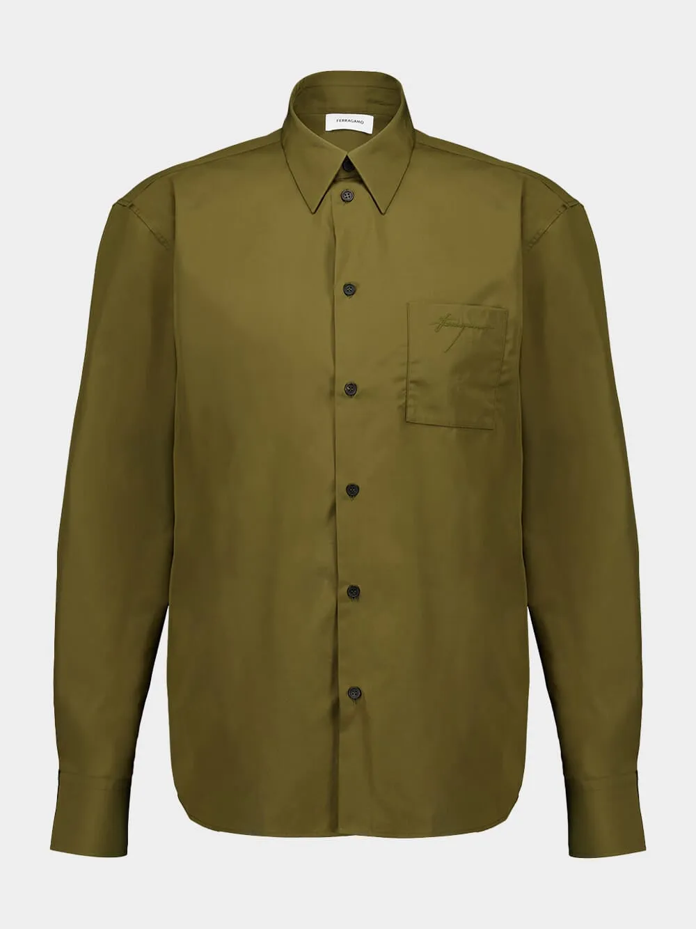 Olive Green Cotton Shirt sold by Fashion Clinic