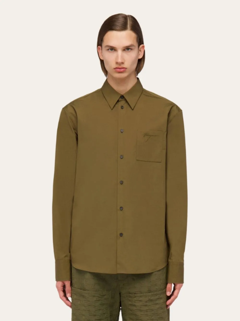Olive Green Cotton Shirt sold by Fashion Clinic product image thumbnail 2