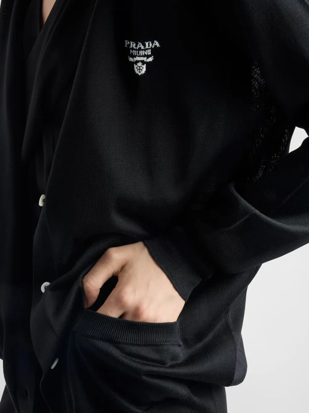 Black Silk Cardigan sold by Fashion Clinic product image thumbnail 5