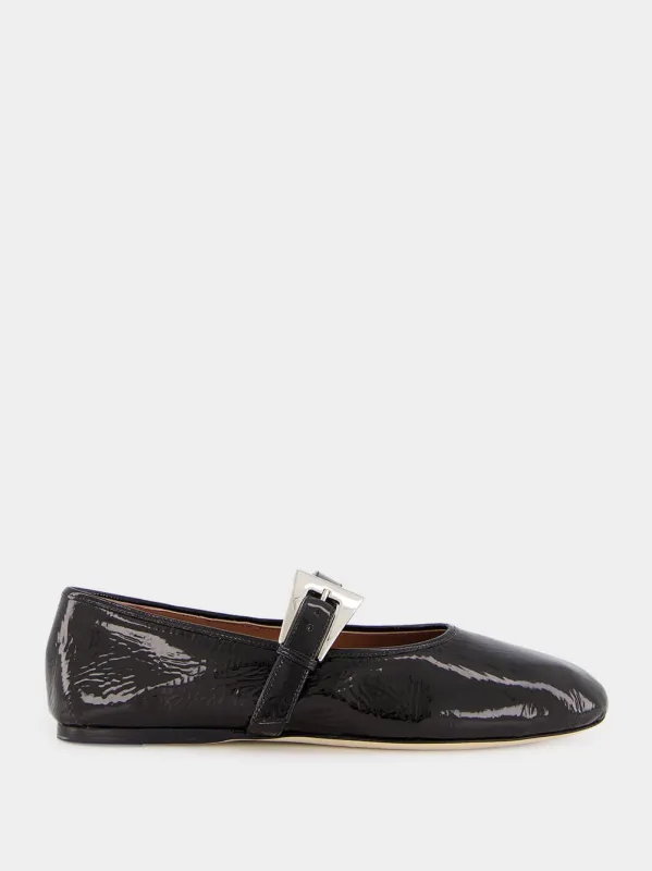 Black Sveva Buckle Ballet Flat sold by Fashion Clinic