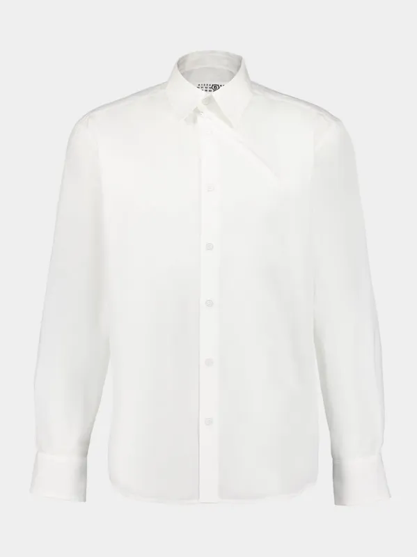White Zip-Detail Poplin Shirt sold by Fashion Clinic