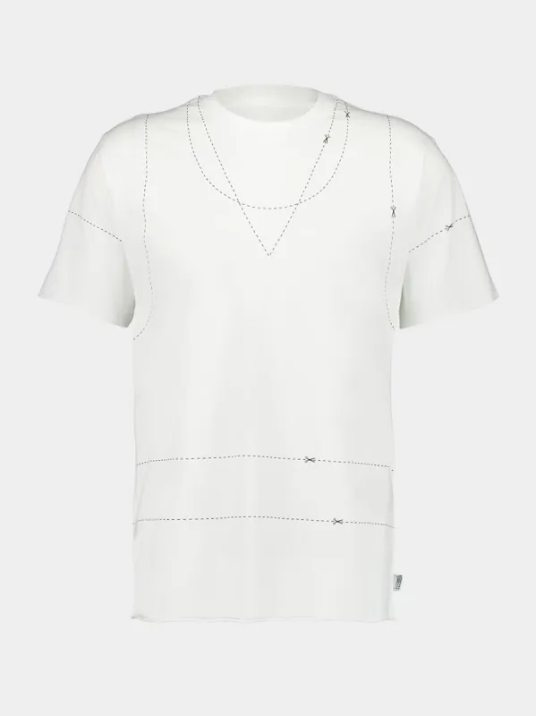 White T-shirt With Seam Line Print sold by Fashion Clinic
