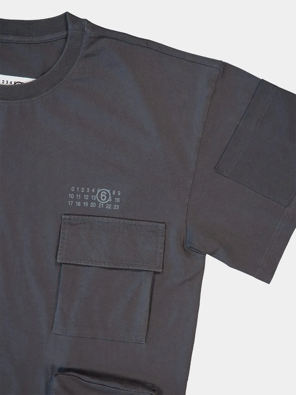 Dark Grey T-shirt With Multiple Pockets And Logo Print sold by Fashion Clinic product image thumbnail 4