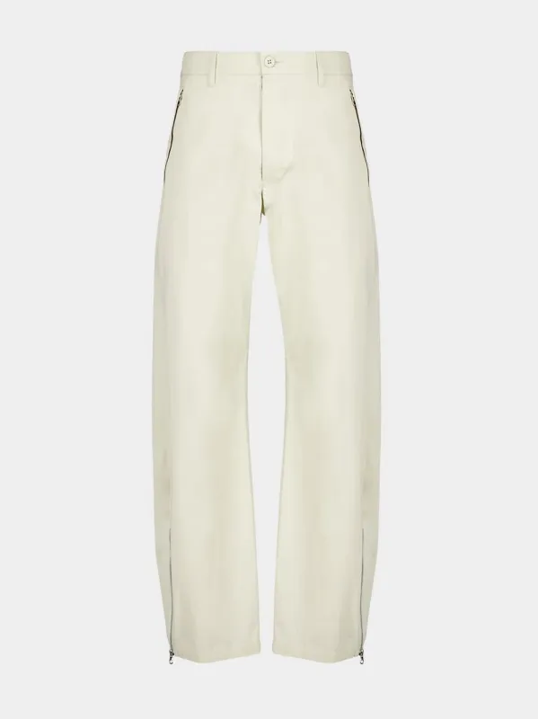 Cream Loose Fit Cotton Pants sold by Fashion Clinic