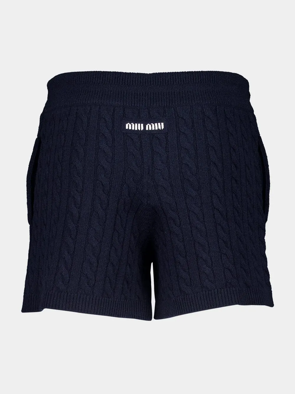 Navy Blue Cashmere Cable-Knit Shorts sold by Fashion Clinic product image thumbnail 2