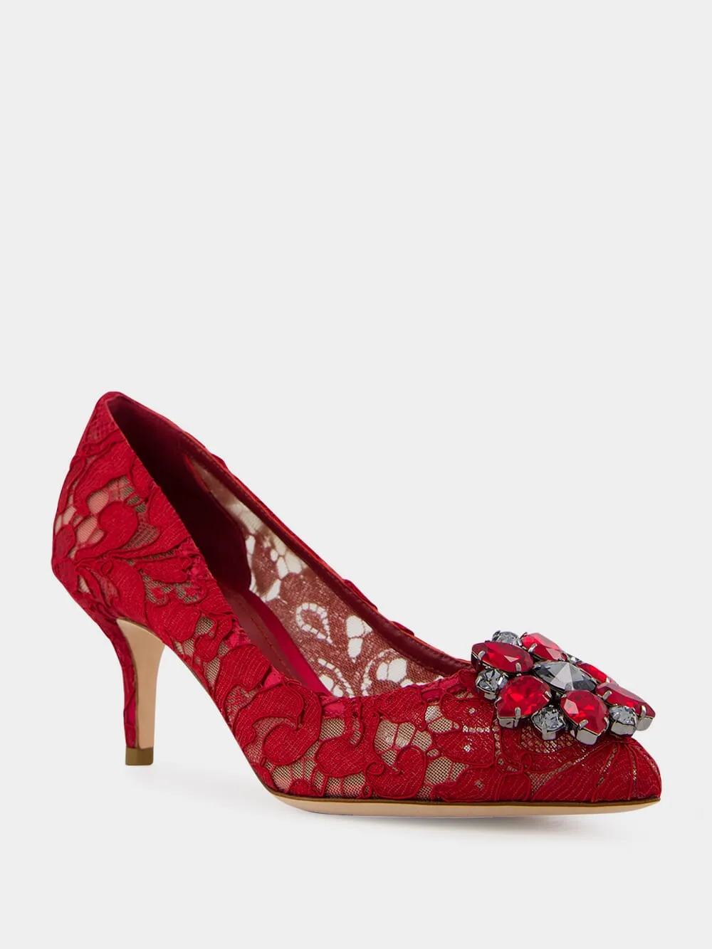 Red Lace Bellucci Pumps With Crystal Detail sold by Fashion Clinic product image thumbnail 2