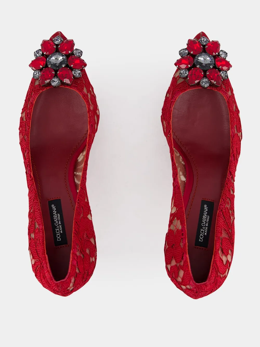 Red Lace Bellucci Pumps With Crystal Detail sold by Fashion Clinic product image thumbnail 4