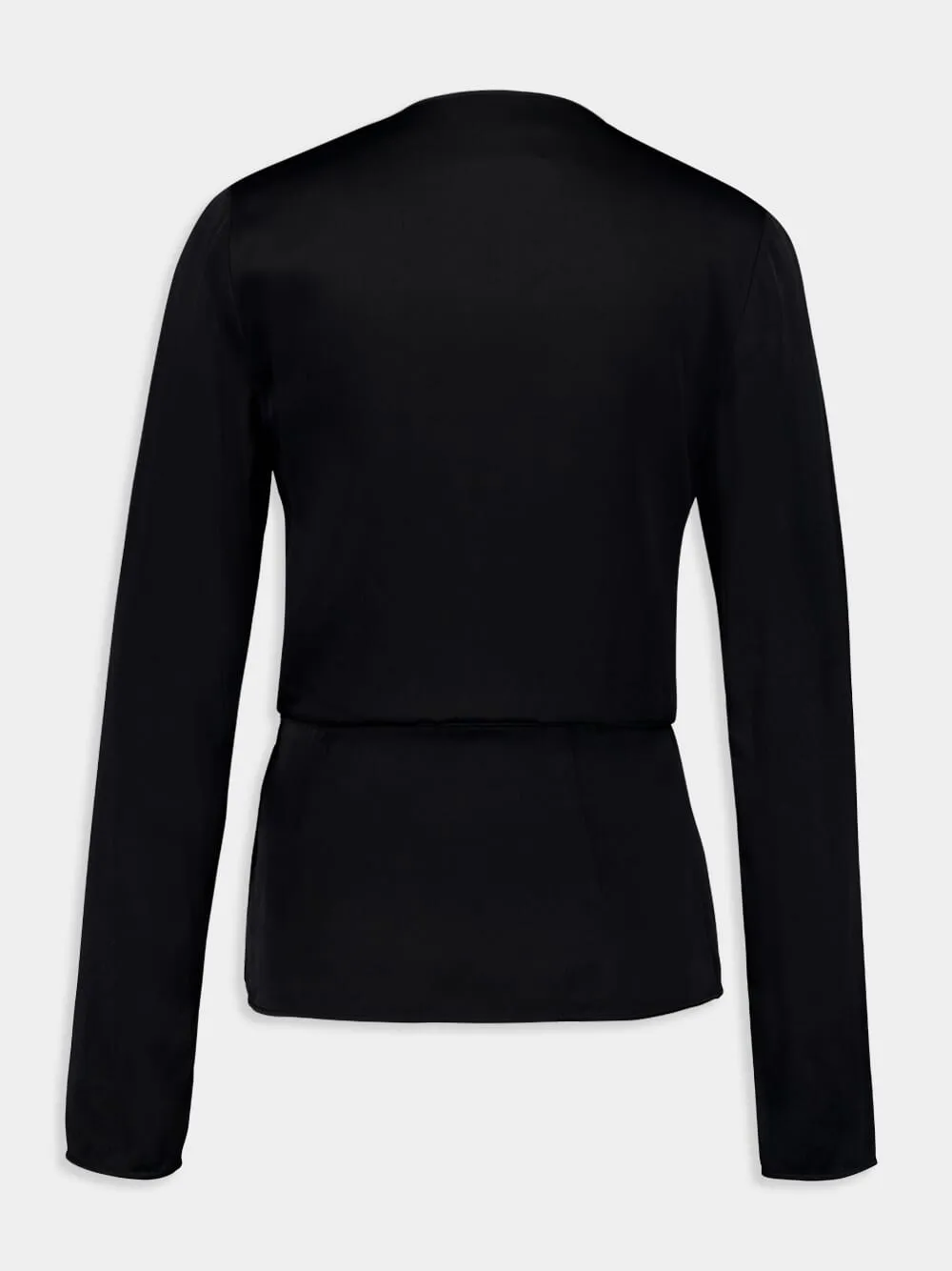 Long-Sleeve Satin Crepe Wrap Top sold by Fashion Clinic product image thumbnail 2