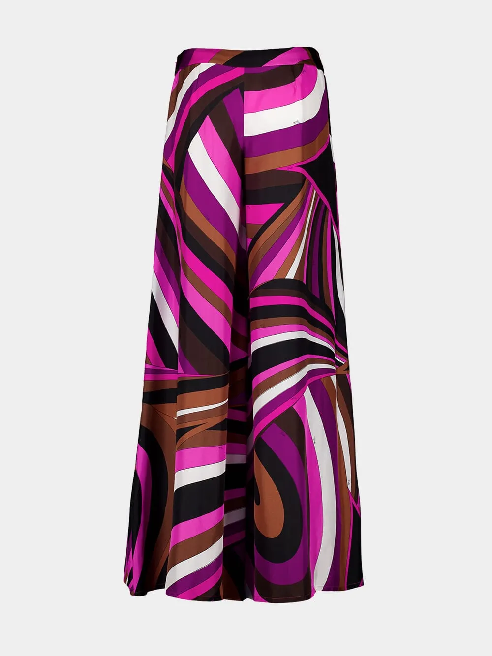Fuchsia Pink Iride-Print Silk Wide-Leg Trousers sold by Fashion Clinic product image thumbnail 3