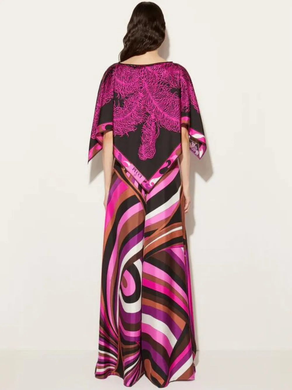 Fuchsia Pink Iride-Print Silk Wide-Leg Trousers sold by Fashion Clinic product image thumbnail 4