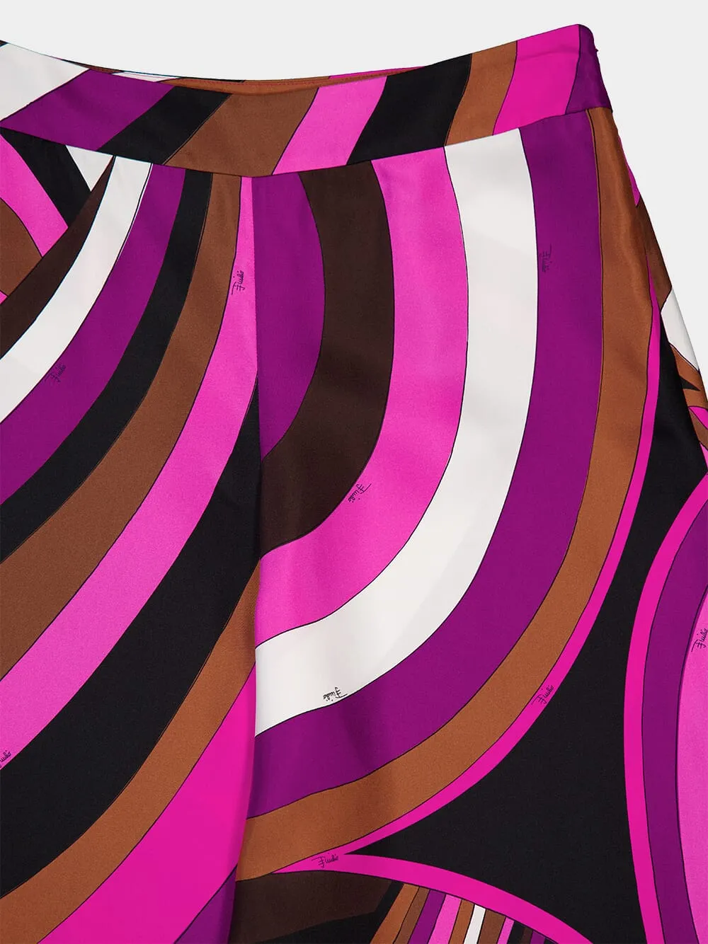 Fuchsia Pink Iride-Print Silk Wide-Leg Trousers sold by Fashion Clinic product image thumbnail 5