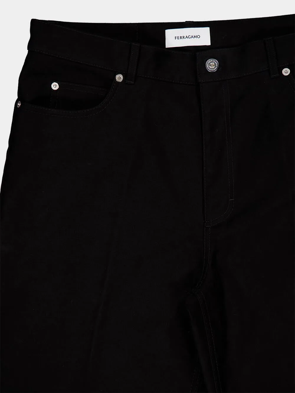 Black Straight-Leg Cotton Trousers sold by Fashion Clinic product image thumbnail 3