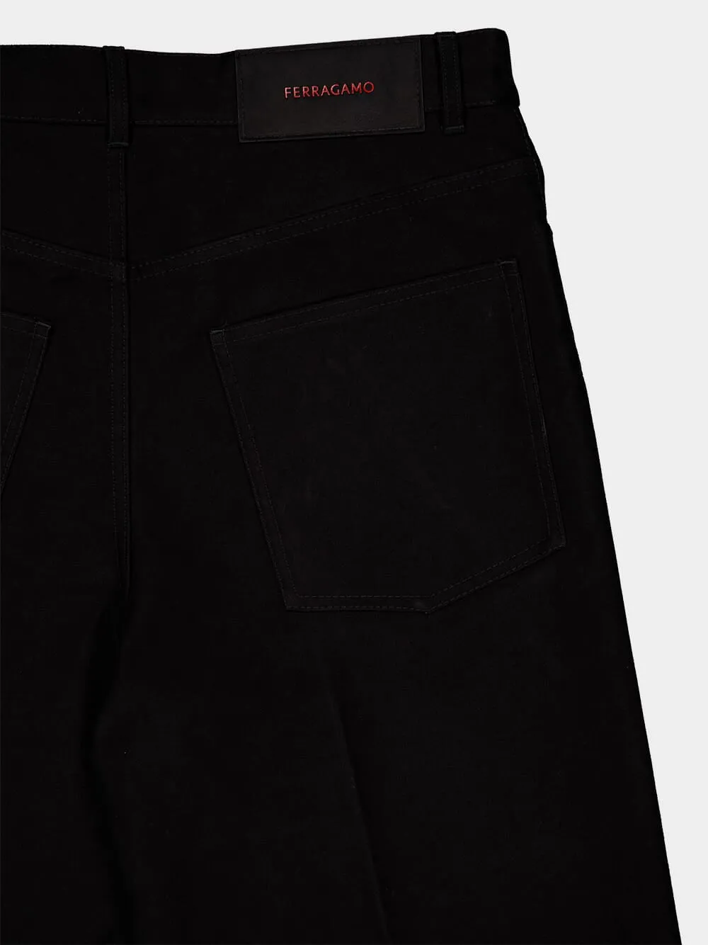 Black Straight-Leg Cotton Trousers sold by Fashion Clinic product image thumbnail 4