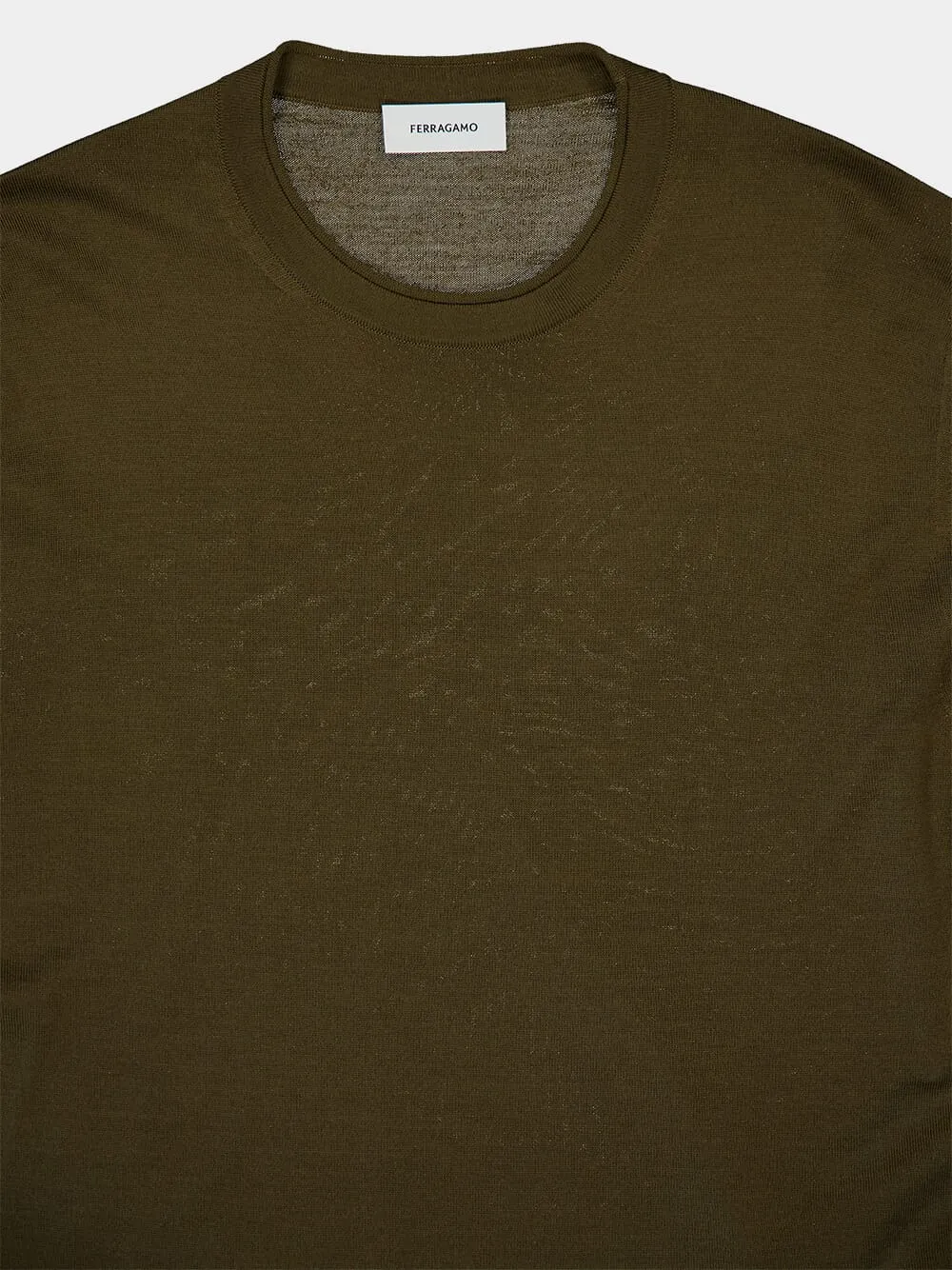 Olive C-Neck Virgin Wool Sweater sold by Fashion Clinic product image thumbnail 3