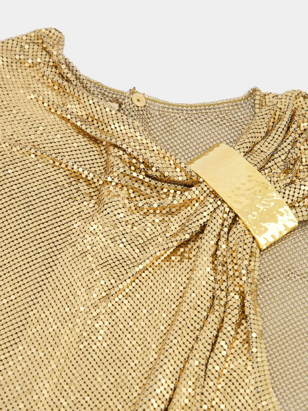 Asymmetrical Draped Gold Mesh Top sold by Fashion Clinic product image thumbnail 5