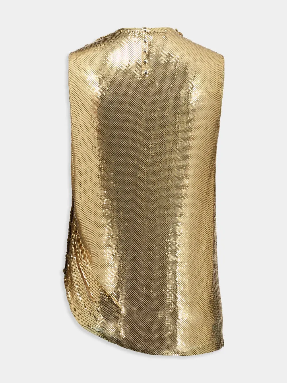 Asymmetrical Draped Gold Mesh Top sold by Fashion Clinic product image thumbnail 3