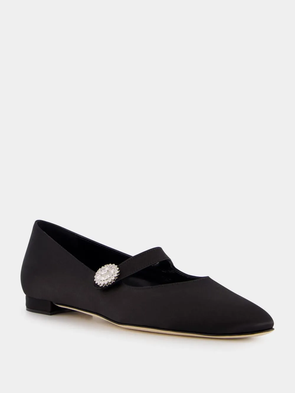 Black Satin Embellished Mary Jane Flats sold by Fashion Clinic product image thumbnail 2
