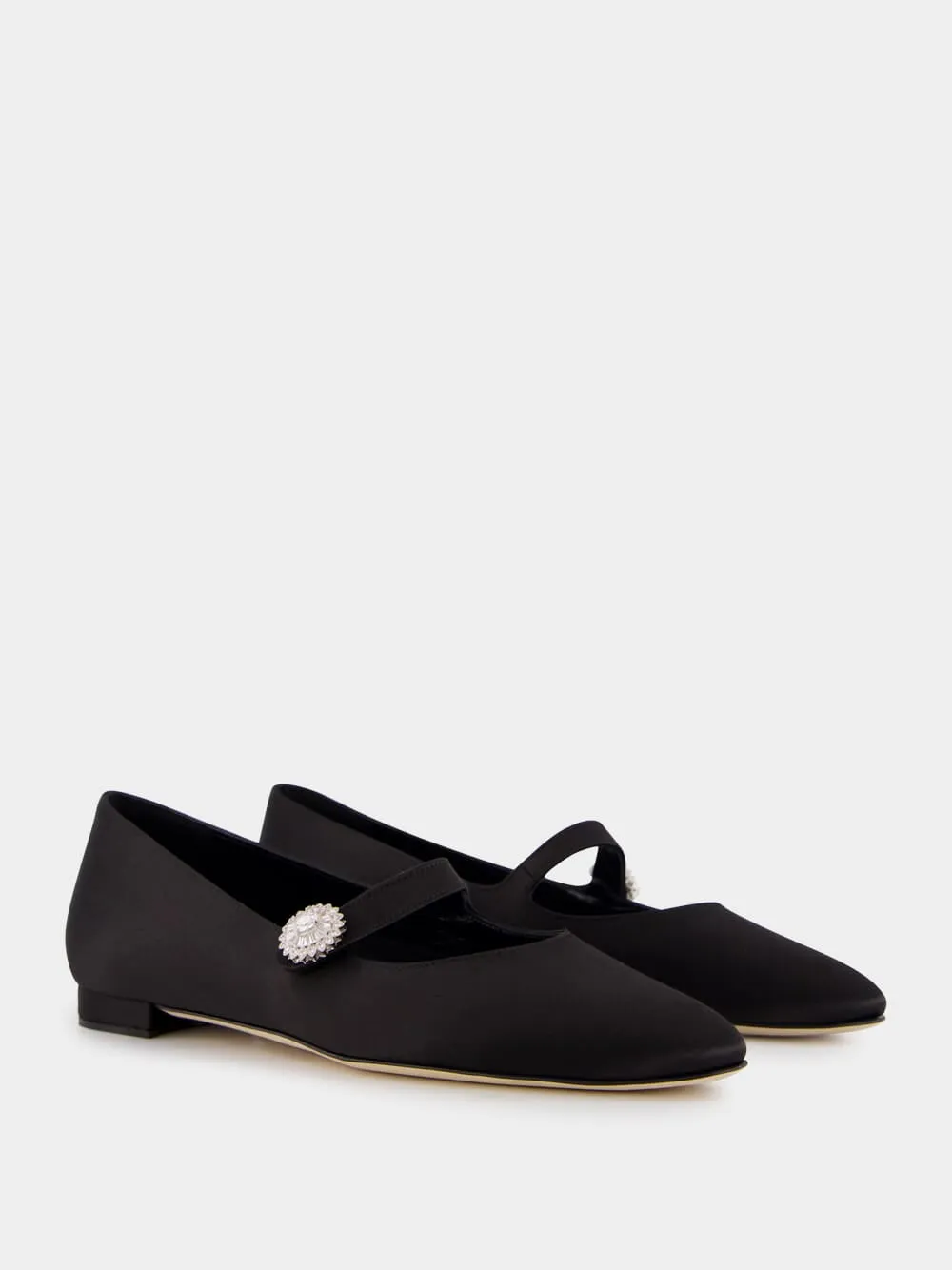 Black Satin Embellished Mary Jane Flats sold by Fashion Clinic product image thumbnail 3
