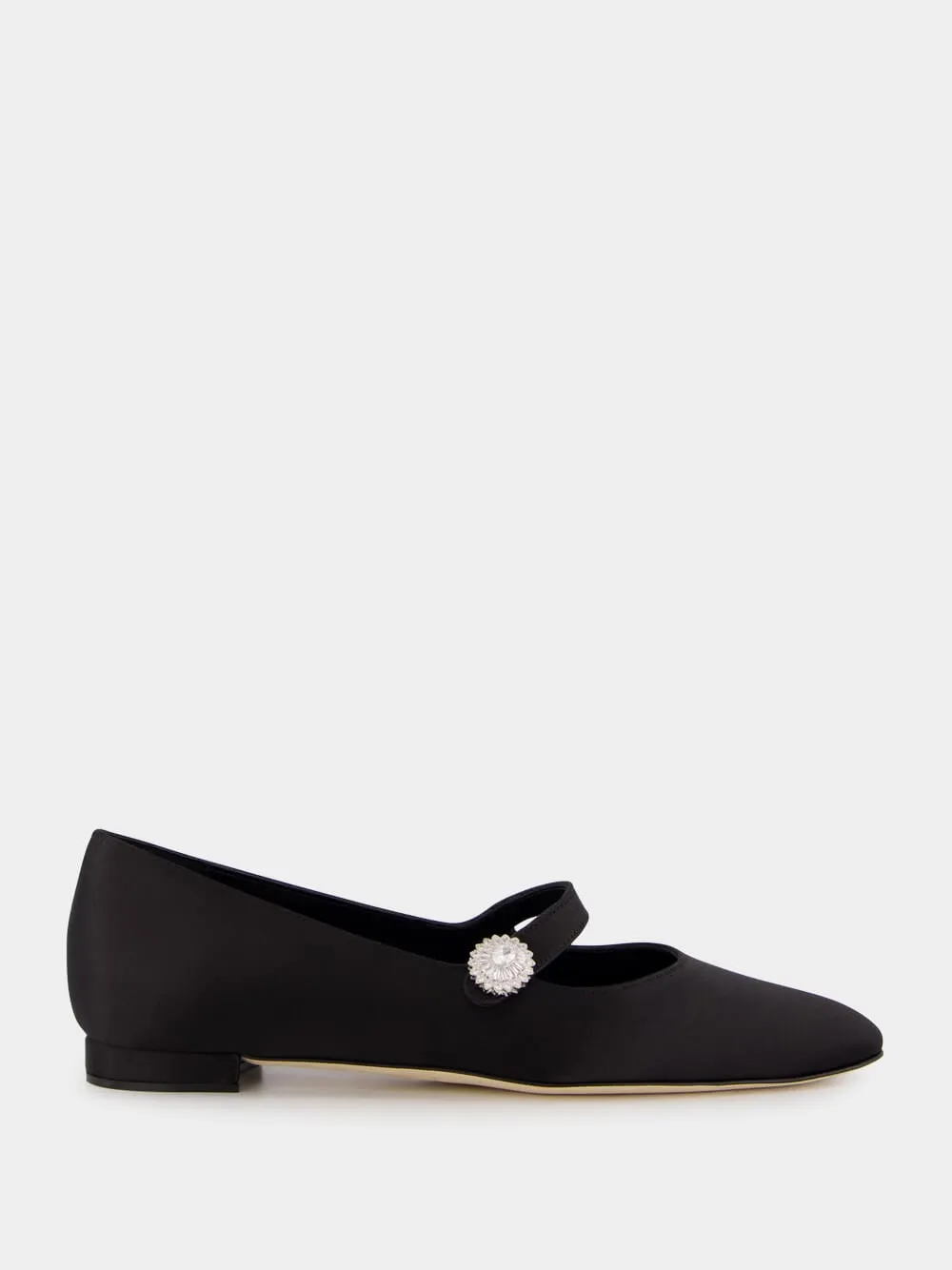 Black Satin Embellished Mary Jane Flats sold by Fashion Clinic