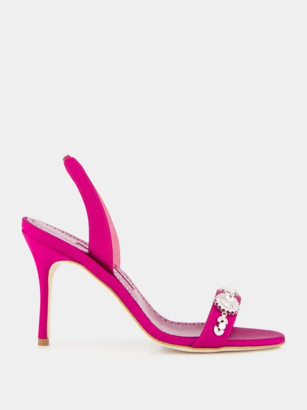 Pink Satin Embellished Slingback Sandals sold by Fashion Clinic