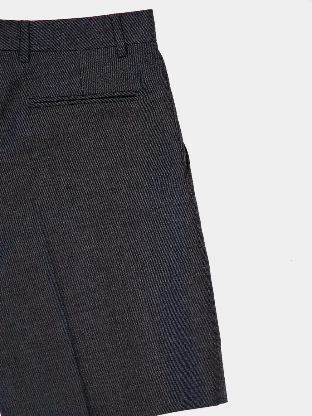 Dark Grey Tailored Wool Shorts sold by Fashion Clinic product image thumbnail 3