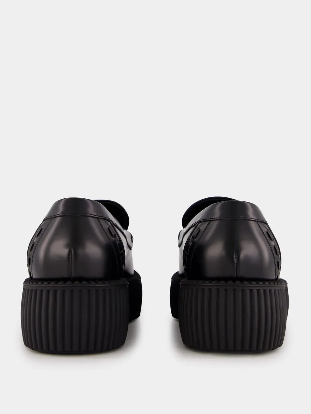 Black Leather Horsebit Creeper Shoes sold by Fashion Clinic product image thumbnail 5