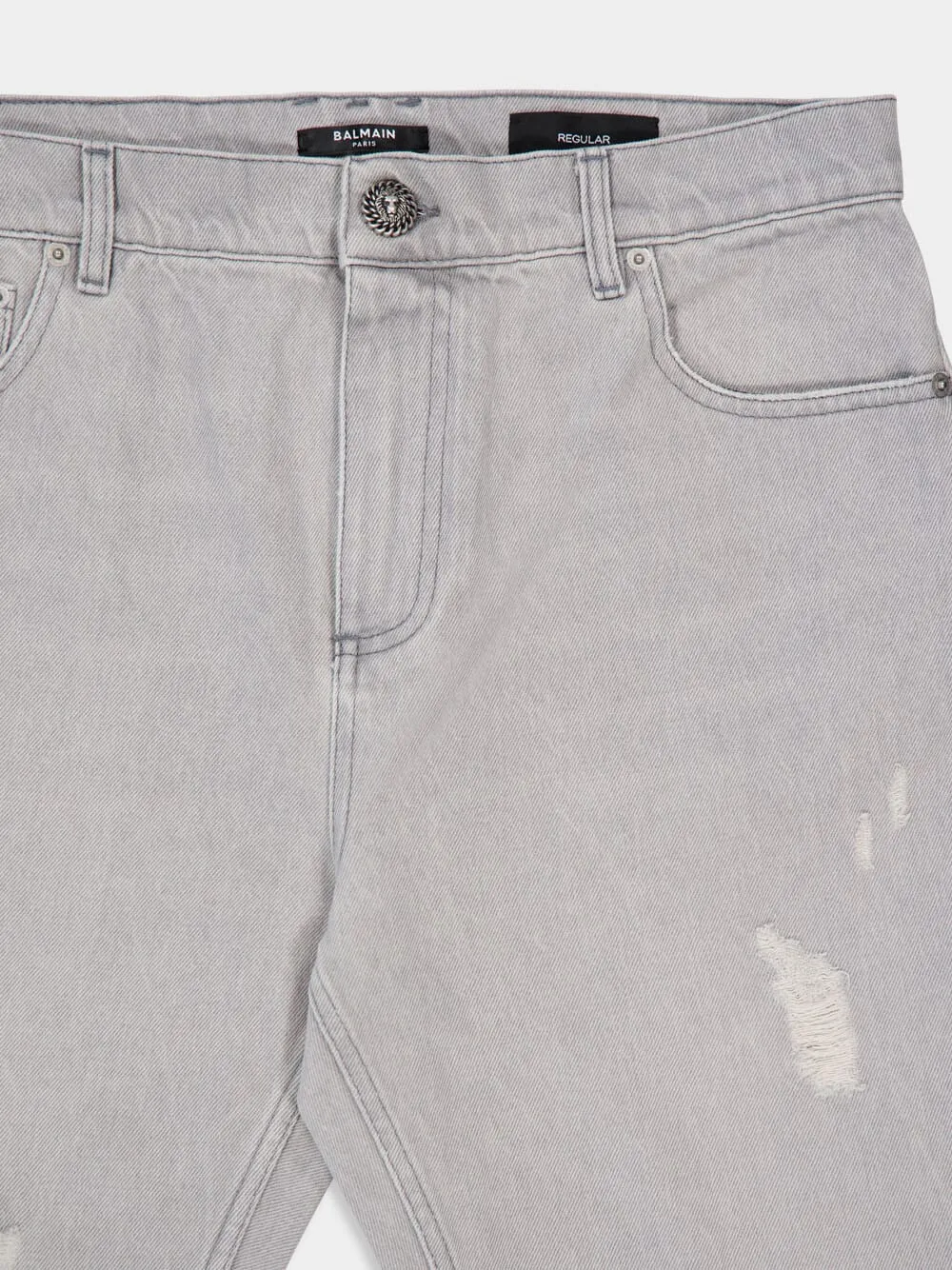 Light Grey Straight-Cut Denim Jeans sold by Fashion Clinic product image thumbnail 3