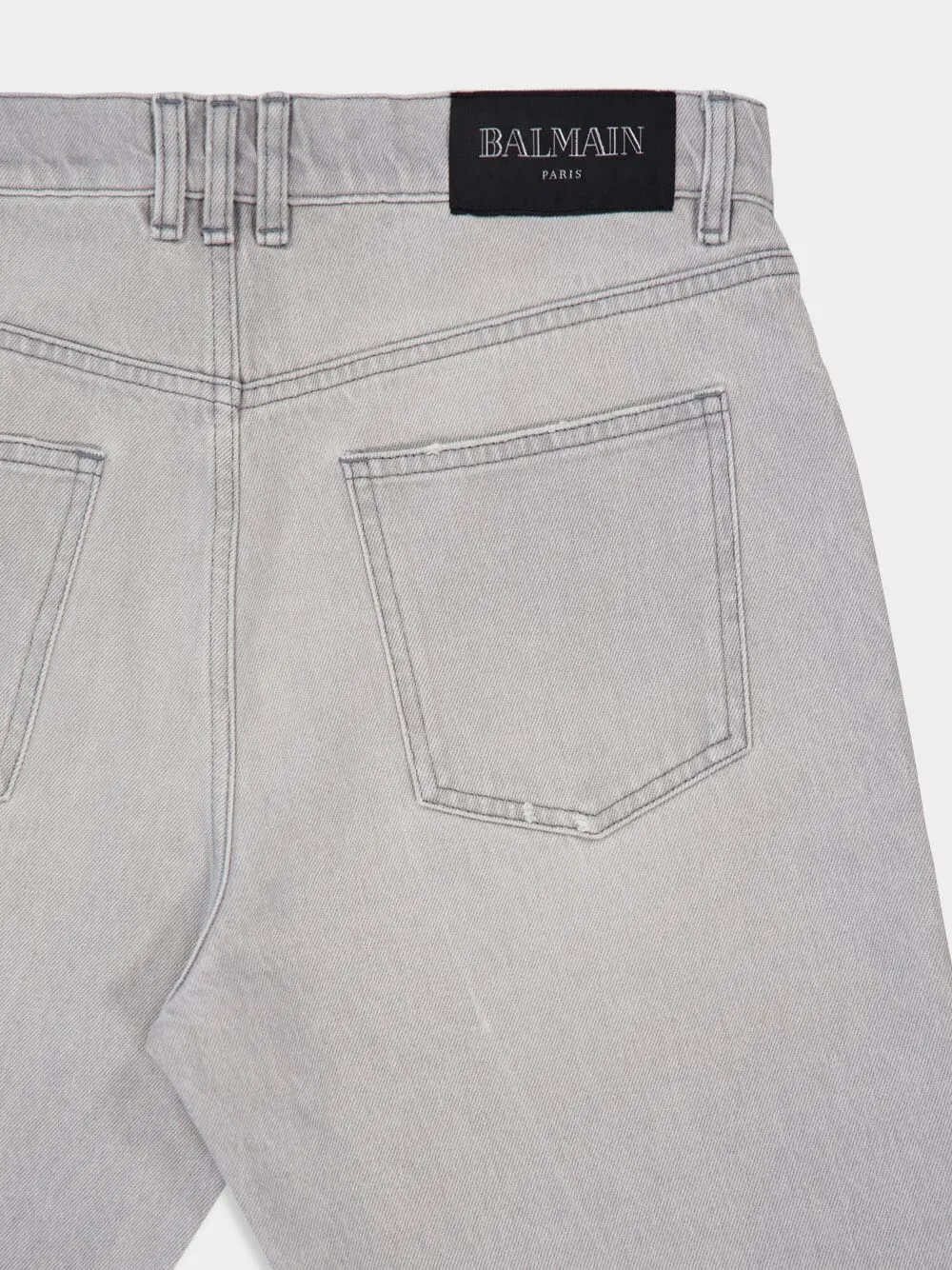 Light Grey Straight-Cut Denim Jeans sold by Fashion Clinic product image thumbnail 4