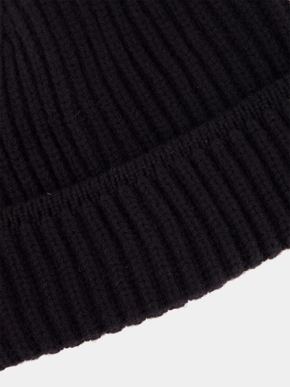 Black Ribbed Cashmere Beanie sold by Fashion Clinic product image thumbnail 2
